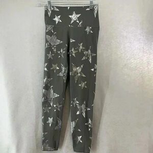 Aerie Leggings Gray Silver Stars Sz Small Hi-Rise 7/8‎ Chill Play Move